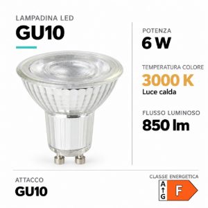 Eglo lampadina led gu10 6w 3000k a riflettore satinata dimmerabile