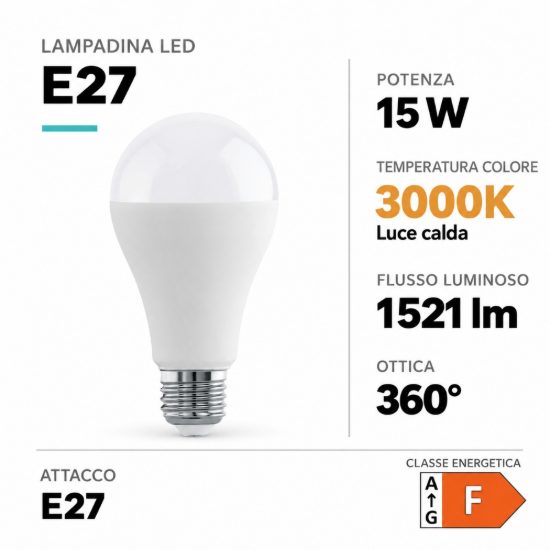 Eglo lampadina led e27 15w 3000k a goccia opalina