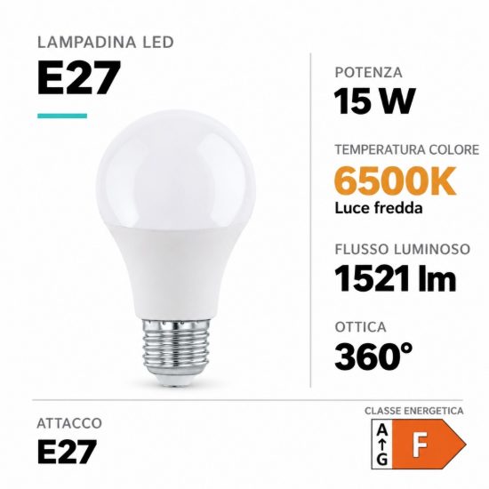 Eglo lampadina led e27 15w 6500k a goccia opalina