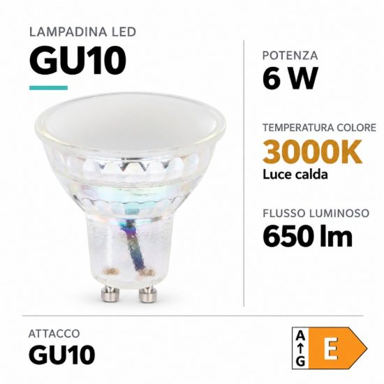 Eglo lampadina led gu10 6w 3000k a riflettore satinata