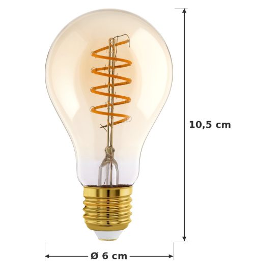 Eglo lampadina led e27 7w 2000-3000k a goccia ambrata dimmerabile dim to warm