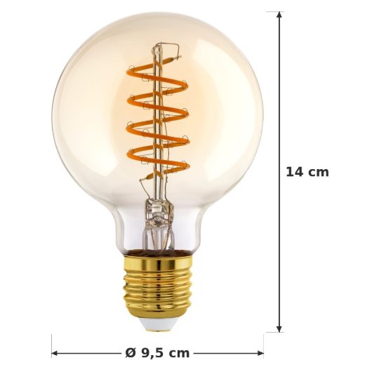 Eglo lampadina led e27 7w 2000-3000k a globo ambrata dimmerabile dim to warm