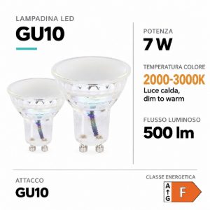 Eglo lampadina led gu10 7w 2000-3000k a riflettore bianca dimmerabile dim to warm