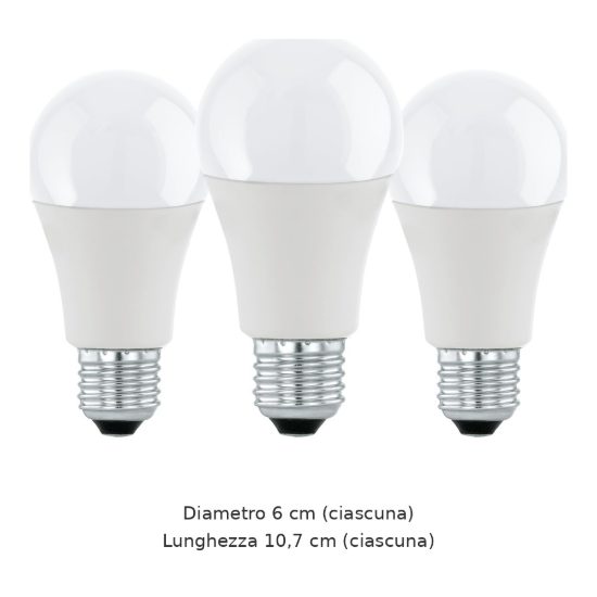 Eglo set 3 lampadine led e27 3x8w 3000k a goccia opaline