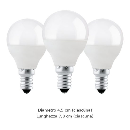 Eglo set 3 lampadine led e14 3x4,9w 3000k a sfera opaline