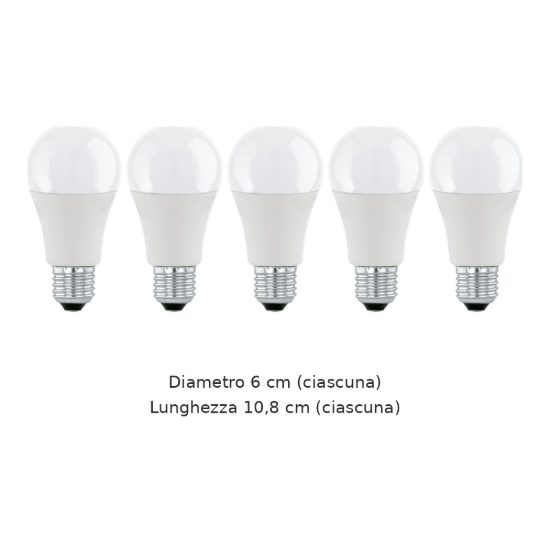 Eglo set 5 lampadine led e27 5x8,5w 3000k a goccia opaline