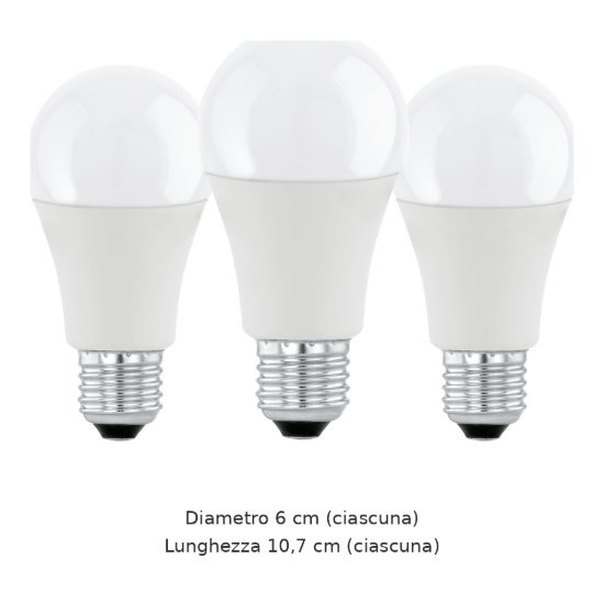 Eglo set 3 lampadine led e27 3x8w 4000k a goccia opaline