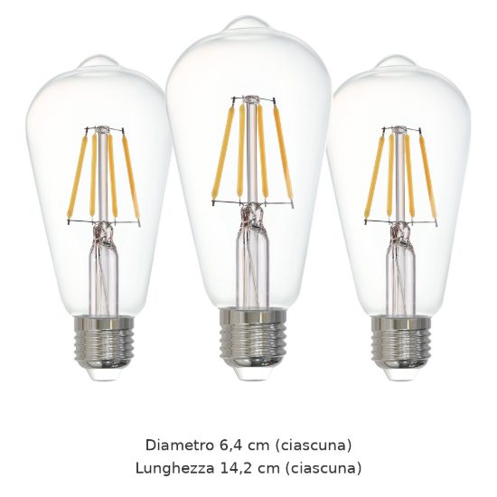 Eglo set 3 lampadine led e27 3x4w 4000k a oliva trasparenti