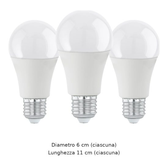Eglo set 3 lampadine led e27 3x11,5w 3000k a goccia opaline