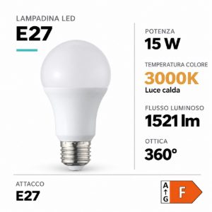 Eglo lampadina led e27 15w 3000k a goccia opalina dimmerabile