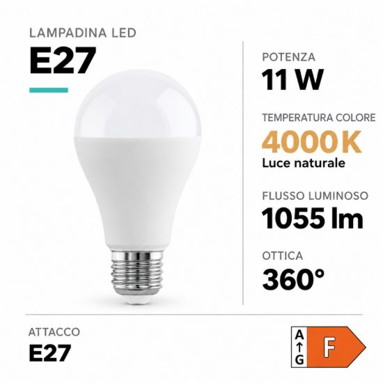 Eglo lampadina led e27 11w 4000k a goccia opalina