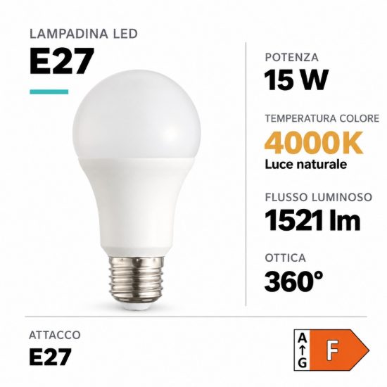 Eglo lampadina led e27 15w 4000k a goccia opalina dimmerabile