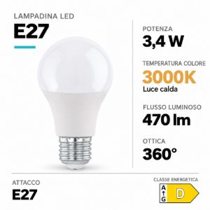 Eglo lampadina led e27 3,4w 3000k a goccia opalina