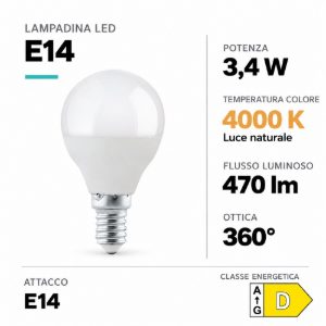 Eglo lampadina led e14 3,4w 4000k a sfera opalina