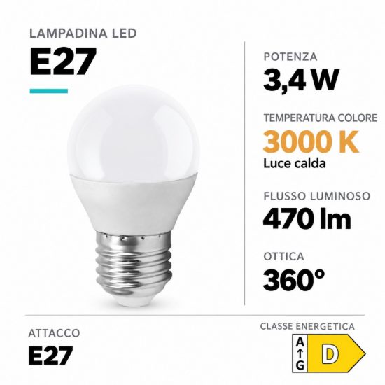 Eglo lampadina led e27 3,4w 3000k a globo opalina