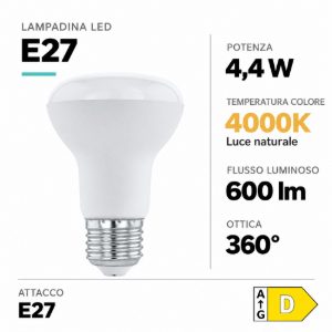 Eglo lampadina led e27 4,4w 4000k a riflettore opalina