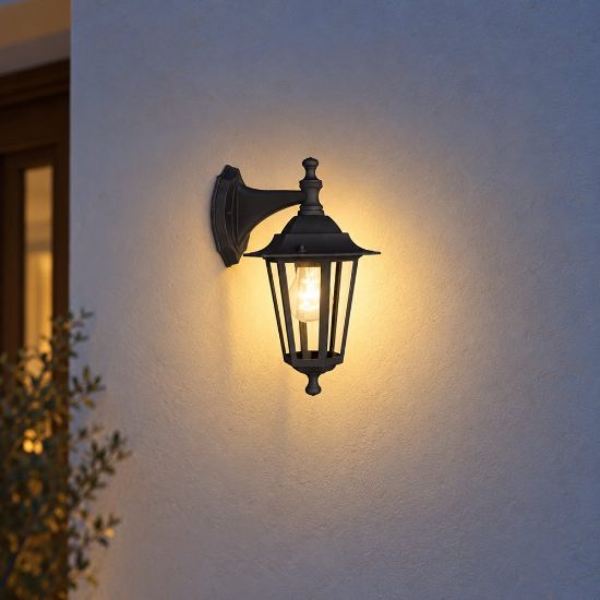 Eglo laterna 4 applique da esterno 16,5cm ip44 classica a lanterna verso il basso nera