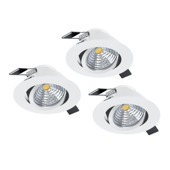 Eglo saliceto set 3 faretti da incasso per cartongesso orientabili led 19,2w 4000k bianco