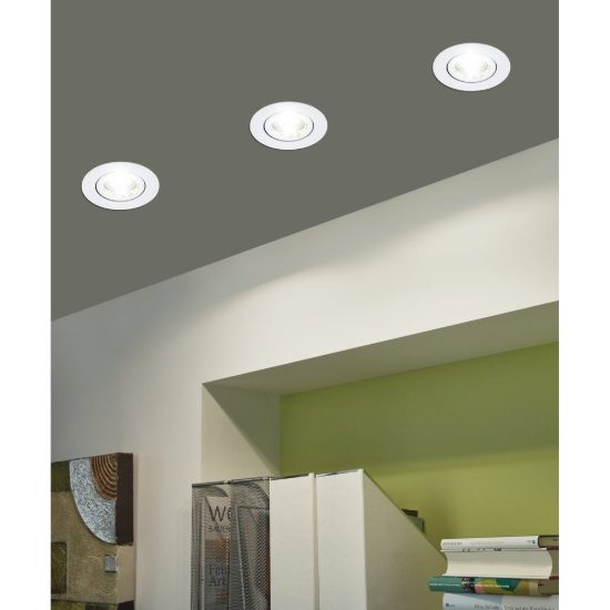 Eglo saliceto set 3 faretti da incasso per cartongesso orientabili led 19,2w 4000k bianco