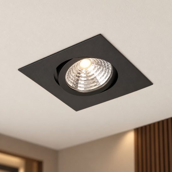 Eglo saliceto faretto da incasso per cartongesso orientabile led 6,4w 4000k quadrato nero
