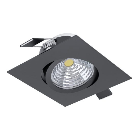 Eglo saliceto faretto da incasso per cartongesso orientabile led 6,4w 4000k quadrato nero