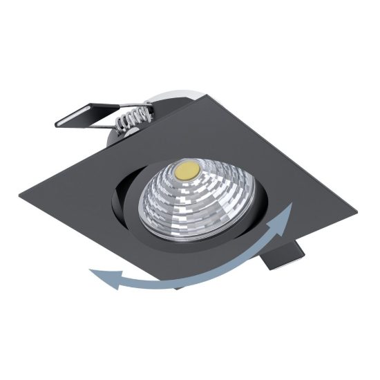 Eglo saliceto faretto da incasso per cartongesso orientabile led 6,4w 4000k quadrato nero