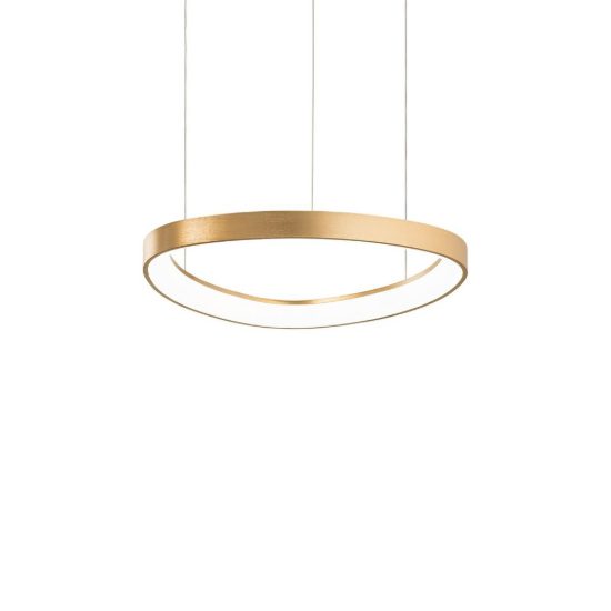 Ideal lux gemini lampadario a sospensione led 36w 2700k 42,5cm per sala da pranzo moderno ottone