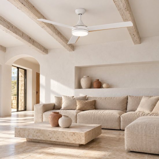 Eglo sesimbra ventilatore da soffitto con luce led 19w 3000k 5000k 132cm con telecomando bianco oltre 20 mq