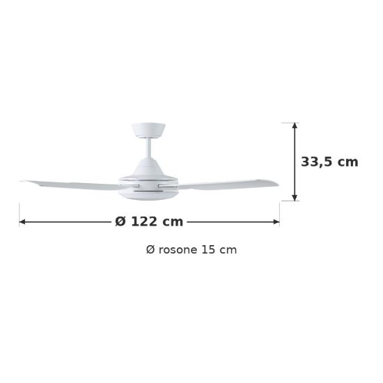 Eglo bondi 1 ventilatore da soffitto con luce led 20w 3000k 5000k 122cm con telecomando bianco oltre 20 mq