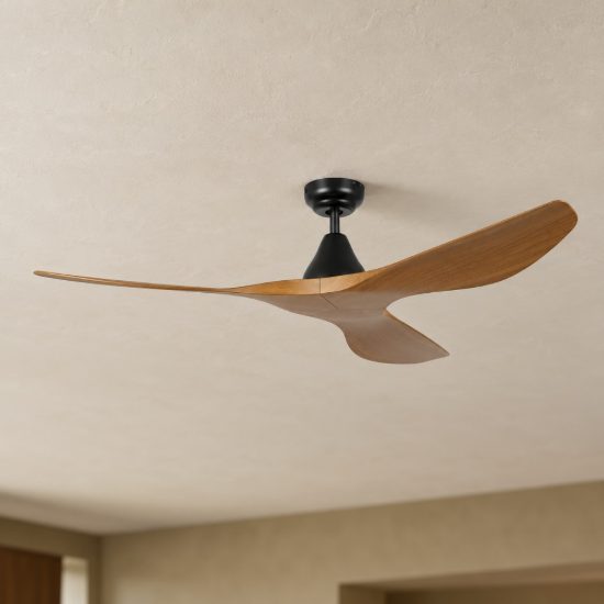 Eglo portsea ventilatore da soffitto dc senza luce 132cm con telecomando nero e noce oltre 20 mq