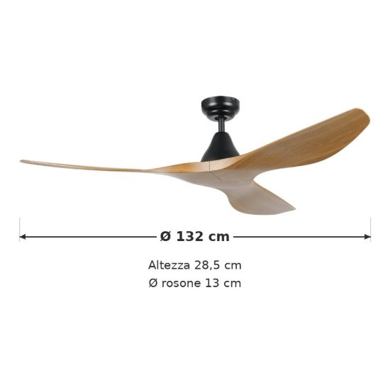Eglo portsea ventilatore da soffitto dc senza luce 132cm con telecomando nero e noce oltre 20 mq
