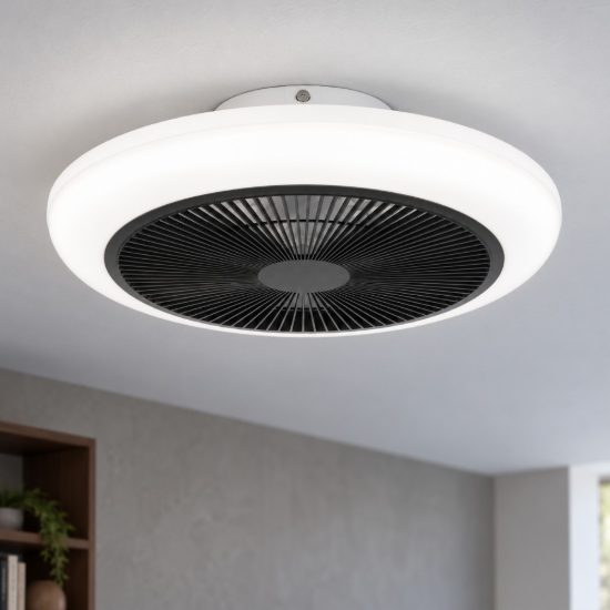 Eglo sayulita 1 ventilatore dc a plafoniera led 25,3w 2700-6500k 46cm con telecomando bianco e nero fino a 20 mq