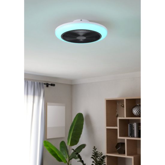 Eglo sayulita 1 ventilatore dc a plafoniera led 25,3w 2700-6500k 46cm con telecomando bianco e nero fino a 20 mq