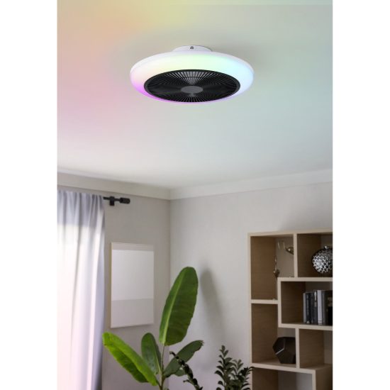 Eglo sayulita 1 ventilatore dc a plafoniera led 25,3w 2700-6500k 46cm con telecomando bianco e nero fino a 20 mq