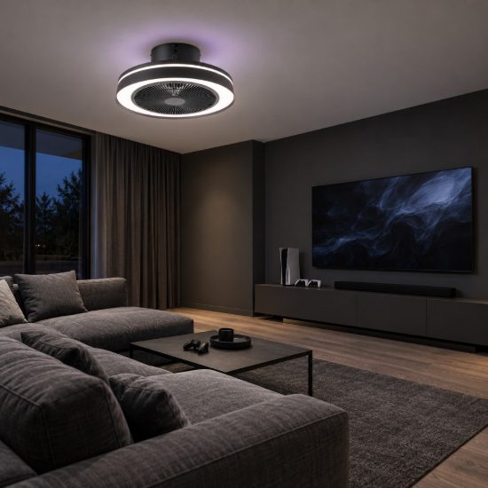 Eglo vallonia 1 ventilatore dc a plafoniera led 31,7w rgb 2700k 6500k 48cm con telecomando nero fino a 20 mq