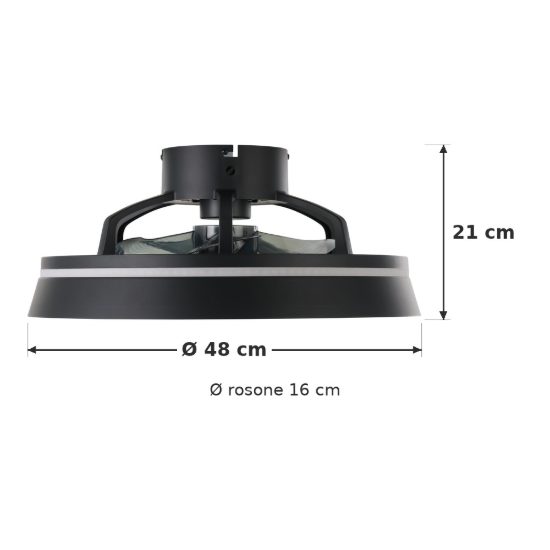 Eglo vallonia 1 ventilatore dc a plafoniera led 31,7w rgb 2700k 6500k 48cm con telecomando nero fino a 20 mq