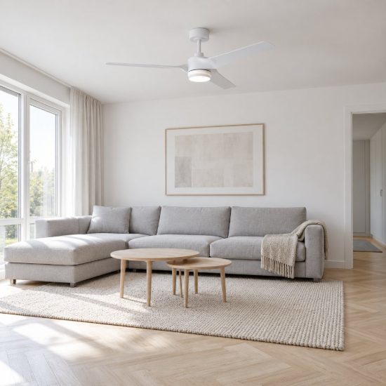 Eglo orcutt ventilatore da soffitto dc con luce led 16,5w 3000k 5000k 132cm con telecomando bianco fino a 20 mq