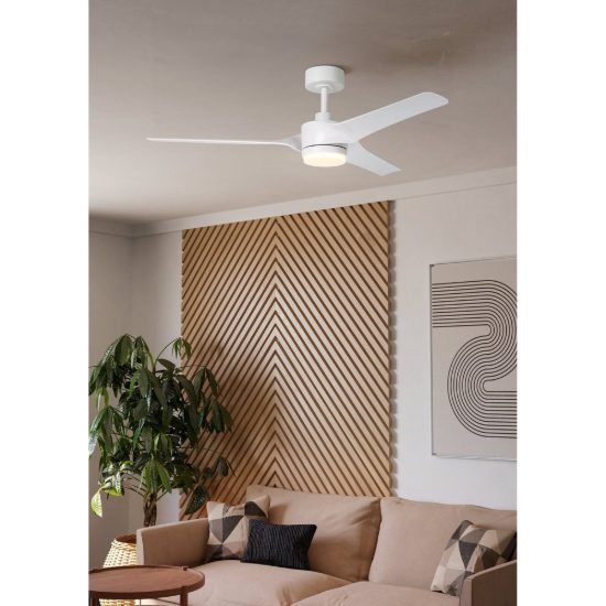 Eglo orcutt ventilatore da soffitto dc con luce led 16,5w 3000k 5000k 132cm con telecomando bianco fino a 20 mq