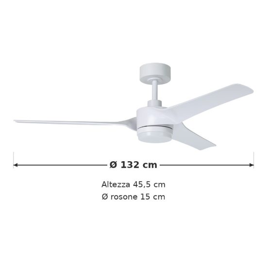 Eglo orcutt ventilatore da soffitto dc con luce led 16,5w 3000k 5000k 132cm con telecomando bianco fino a 20 mq
