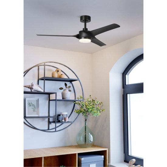 Eglo orcutt ventilatore da soffitto dc con luce led 16,5w 3000k 5000k 132cm con telecomando nero fino a 20 mq