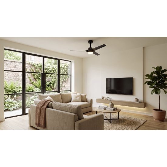 Eglo orcutt ventilatore da soffitto dc con luce led 16,5w 3000k 5000k 132cm con telecomando nero fino a 20 mq