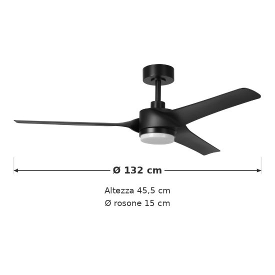 Eglo orcutt ventilatore da soffitto dc con luce led 16,5w 3000k 5000k 132cm con telecomando nero fino a 20 mq