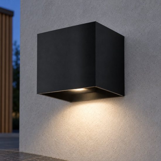 Eglo barcarola e applique da esterno led 4,5w 4000k 10,5cm ip44 moderna quadrata nera