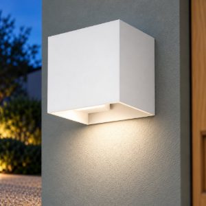 Eglo barcarola e applique da esterno led 4,5w 4000k 10,5cm ip44 moderna quadrata bianca