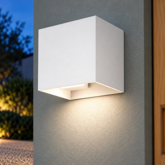 Eglo barcarola e applique da esterno led 4,5w 4000k 10,5cm ip44 moderna quadrata bianca