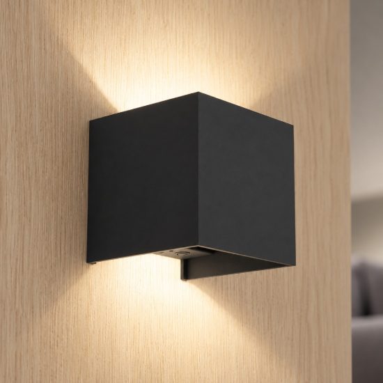 Eglo rincine applique led 2,2w 4000k 10cm ip44 ricaricabile per camera da letto moderna nera