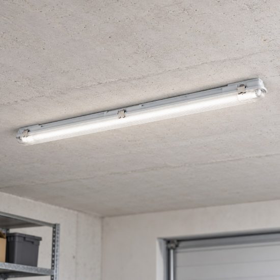 Eglo eco tube e plafoniera da esterno g13 128,5cm ip65 moderna lineare grigia