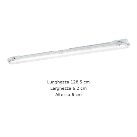 Eglo eco tube e plafoniera da esterno g13 128,5cm ip65 moderna lineare grigia