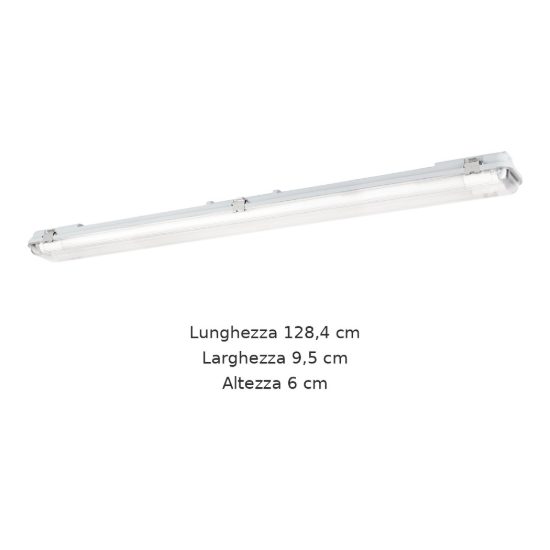 Eglo eco tube e plafoniera da esterno 2 luci g13 128,4cm ip65 moderna lineare grigia