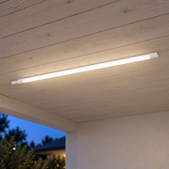 Eglo eco led e plafoniera da esterno led 17w 4000k 118cm ip65 moderna lineare bianca